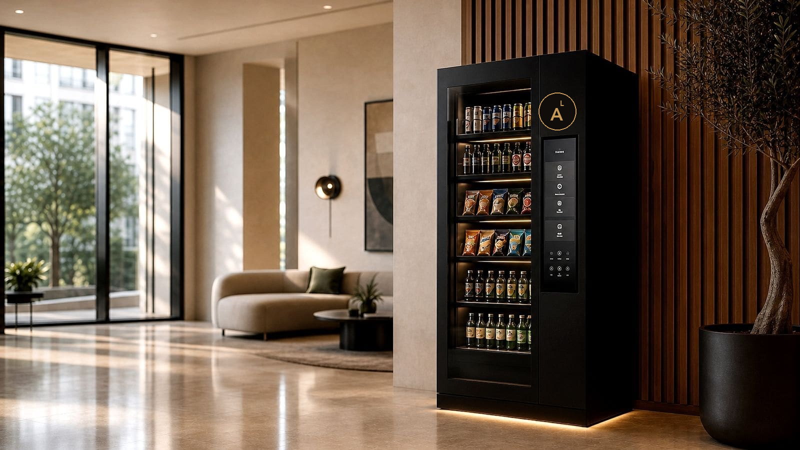 Amenity Loop installation shown in a residential lobby, a fitness room and a common area.